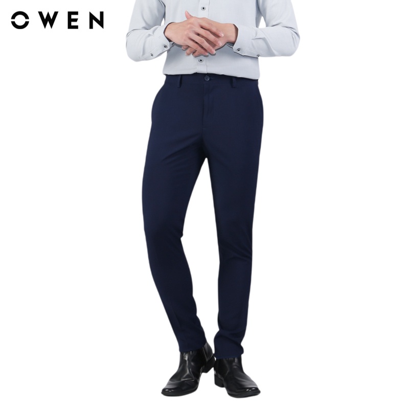 Quần tây Nam Owen Trendy màu Kẻ host xanh - QD20514