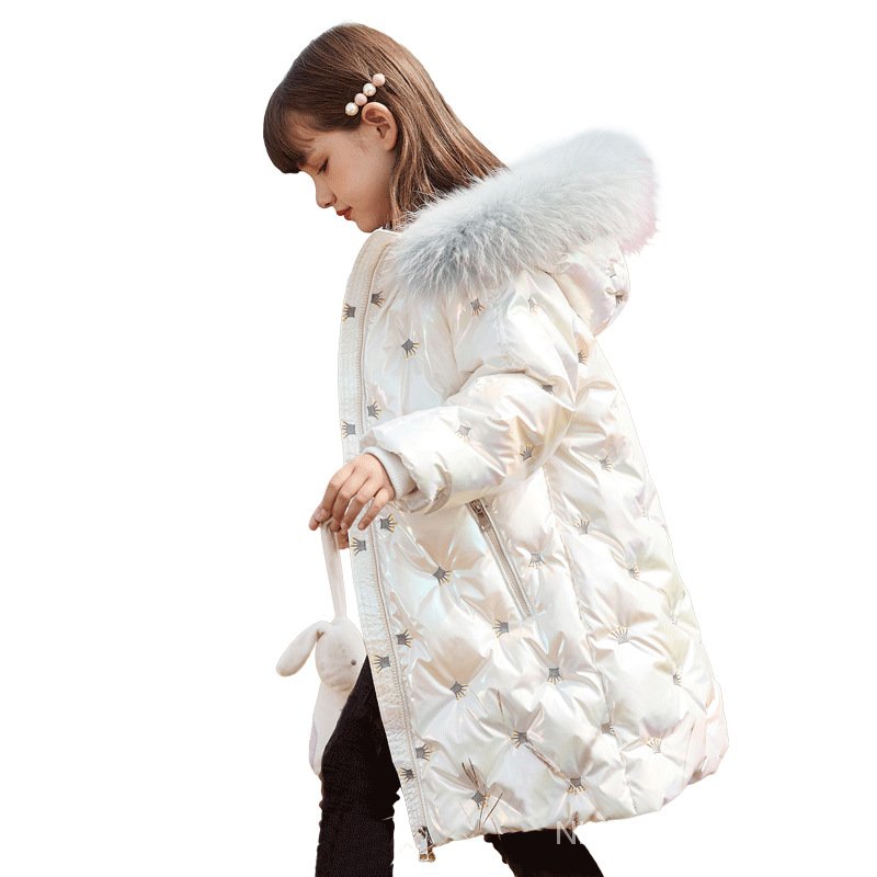 Kids Girls Long Thick Coat White Duck Coat Kids