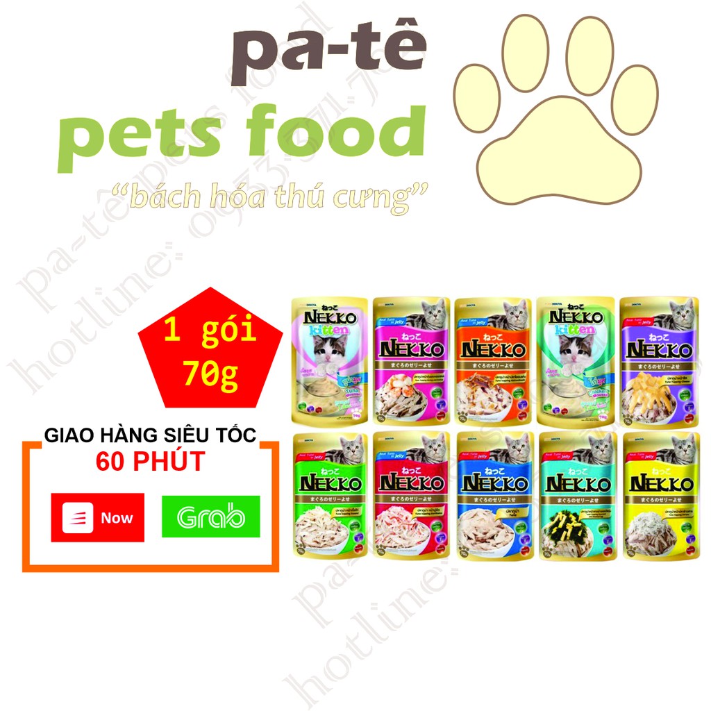 Pate Nekko cho mèo lớn và mèo con gói 70g nhiều vị
