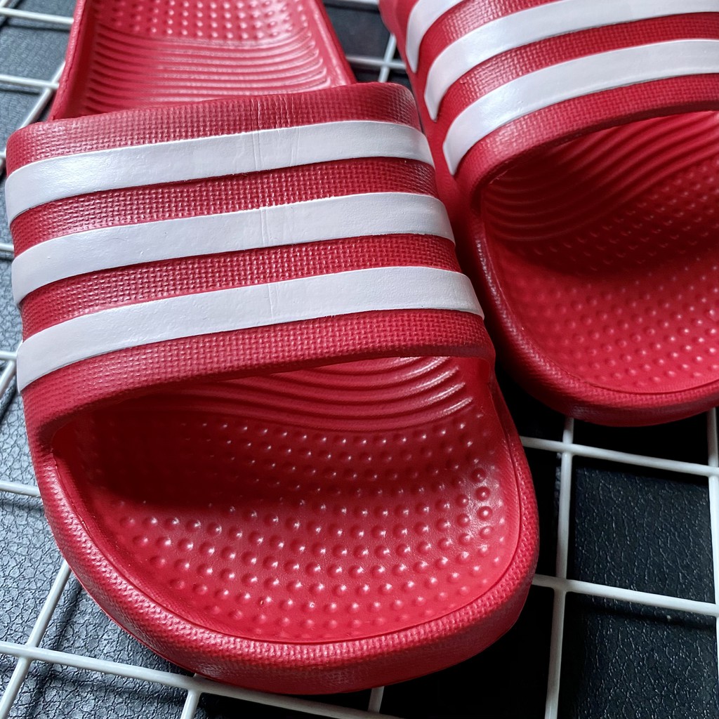 FULLBOX ( Hộp ADIDAS Đen ) - Dép Đúc Nam 3 Sọc Quai Ngang Hàng VNXK Mẫu 2020 ( Hình Thật ) - Dép Nam Đế Đỏ