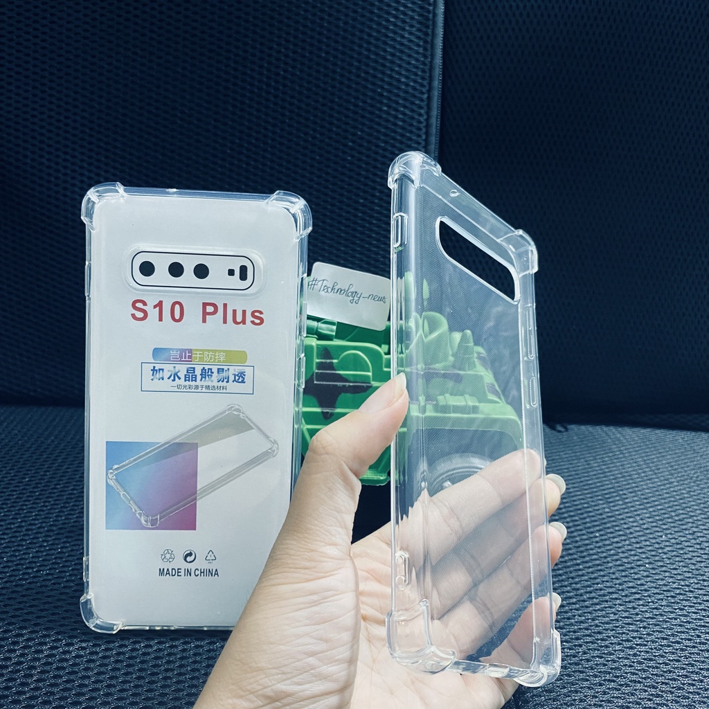 Ốp lưng chống sốc Samsung S10 Plus loại dày cao cấp trong suốt bo 4 góc chống va đập