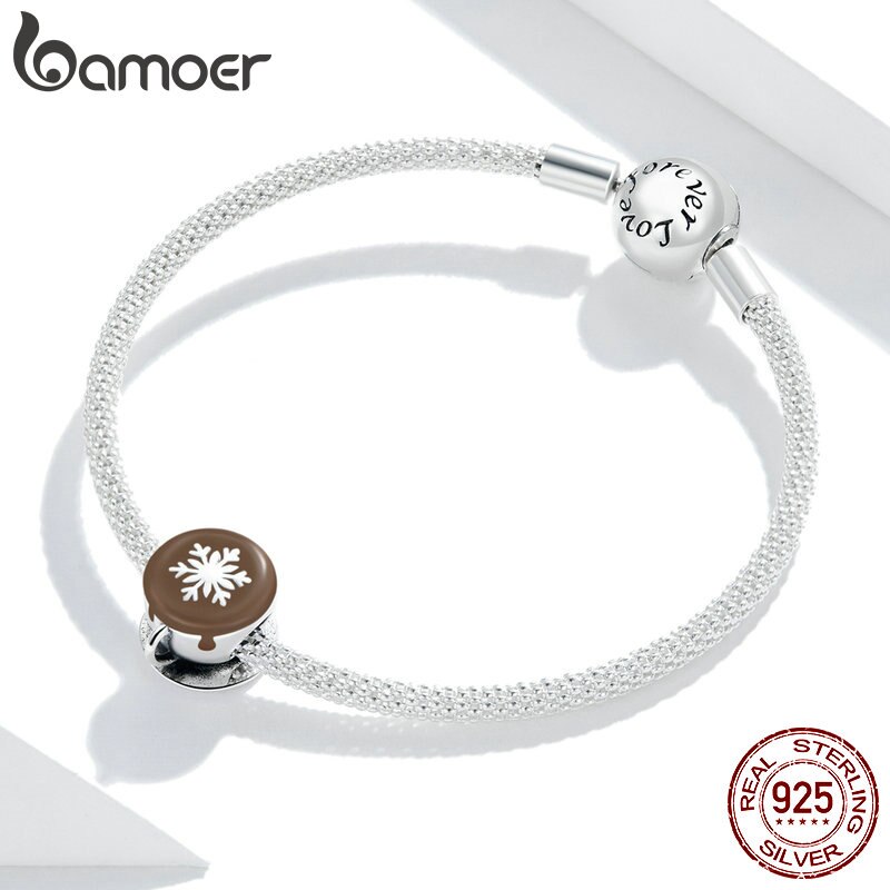Hạt Charm Bamoer BSC361 Hình Ly Cà Phê Mùa Đông Bằng Bạc 925 Thật Dùng Cho Vòng Tay Nữ Tự Làm