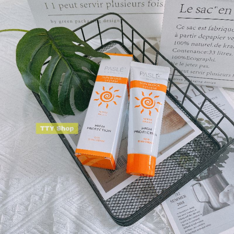 Kem Chống Nắng Nâng Tone Da Pasle Q10 Sun Cream SPF50 PA+++