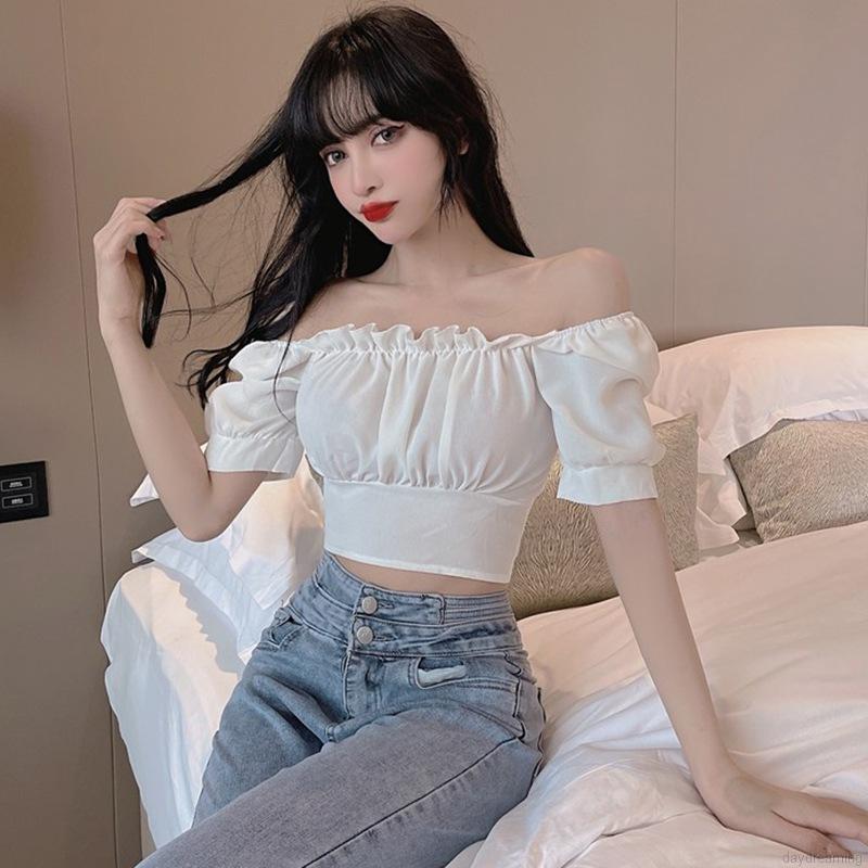 Áo Croptop Tay Ngắn Thiết Kế Trễ Vai Quyến Rũ | BigBuy360 - bigbuy360.vn