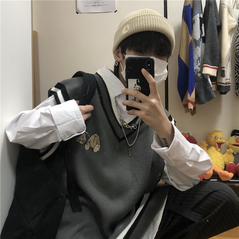 HIPSTER Mũ Len Dày Thêu Hoa Cúc Phong Cách Retro