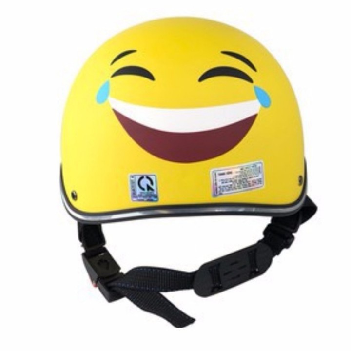 Nón bảo hiểm đạt chuẩn CR - màu vàng hình icon mặt cười - giao ngẫu nhiên