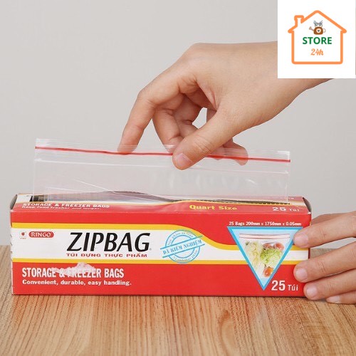 Túi Zipper chỉ đỏ - Túi Zipbag Ringo Quart 20cm x 18cm