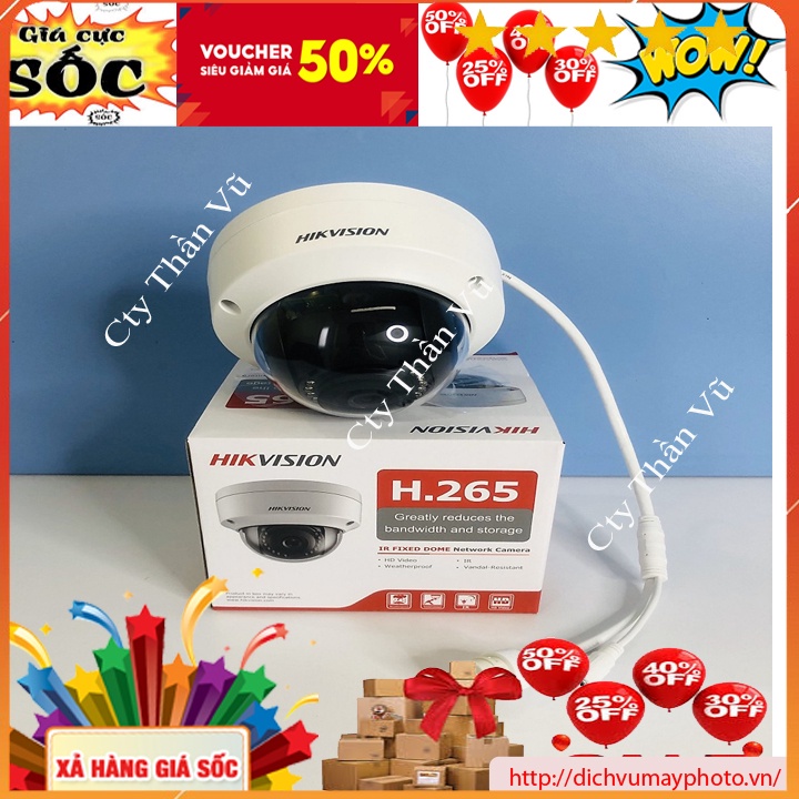 Camera IP Hik 2MP Dome có POE, mã DS-2CD1123G0E-I(L)