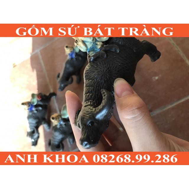 Mục đồng cưỡi trâu thổi sáo - Gốm sứ Bát Tràng Anh Khoa