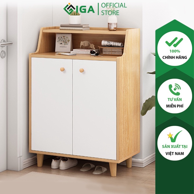 Tủ giày thông minh, tủ giày gỗ có hộc đựng đồ phía trên Mutil Functional phong cách Nordic - GP170