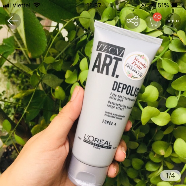 Sáp tạo kiểu giúp tóc phồng và lì L'oréal Tecni.Art Depolish Destructuring Paste 100ml, độ cứng 4