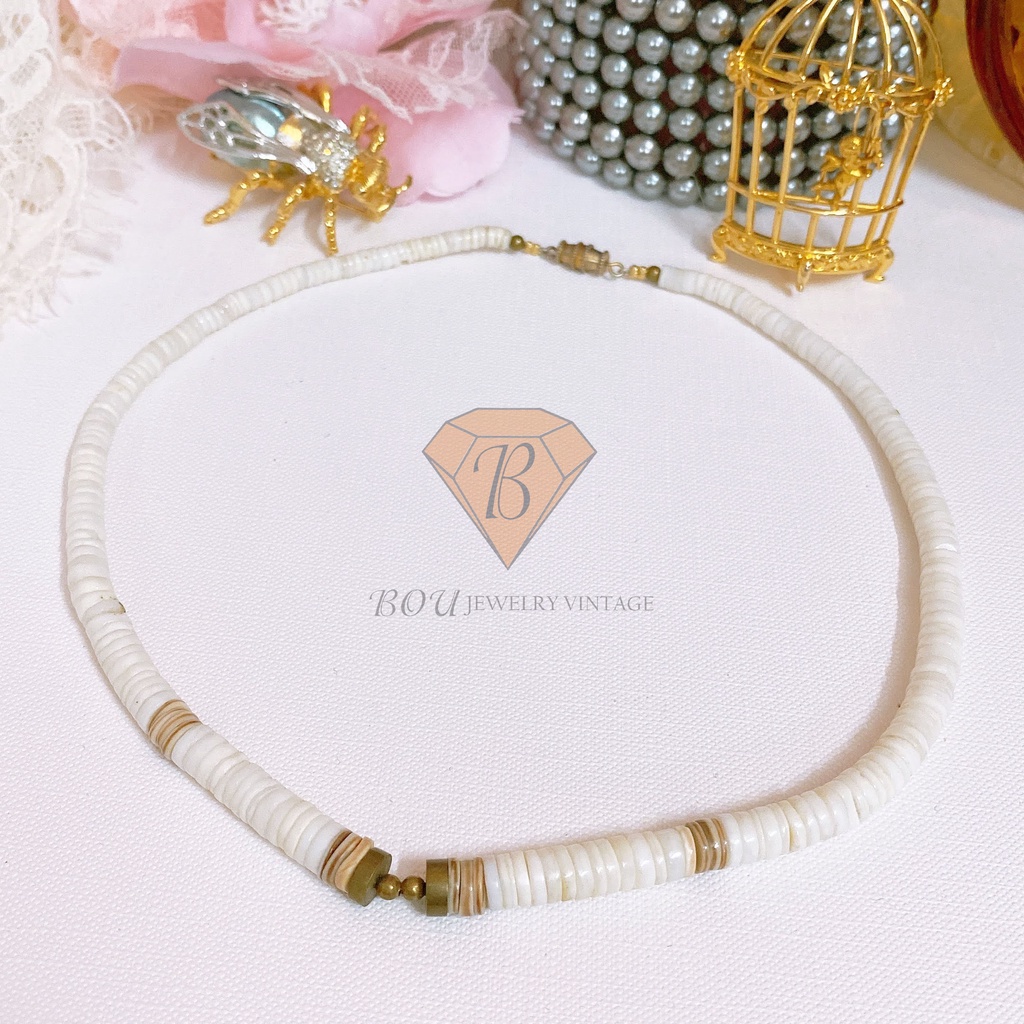 DÂY CHUYỀN VỎ SÒ SECONDHAND NHẬT BẢN BOU JEWELRY VINTAGE MÃ VC154