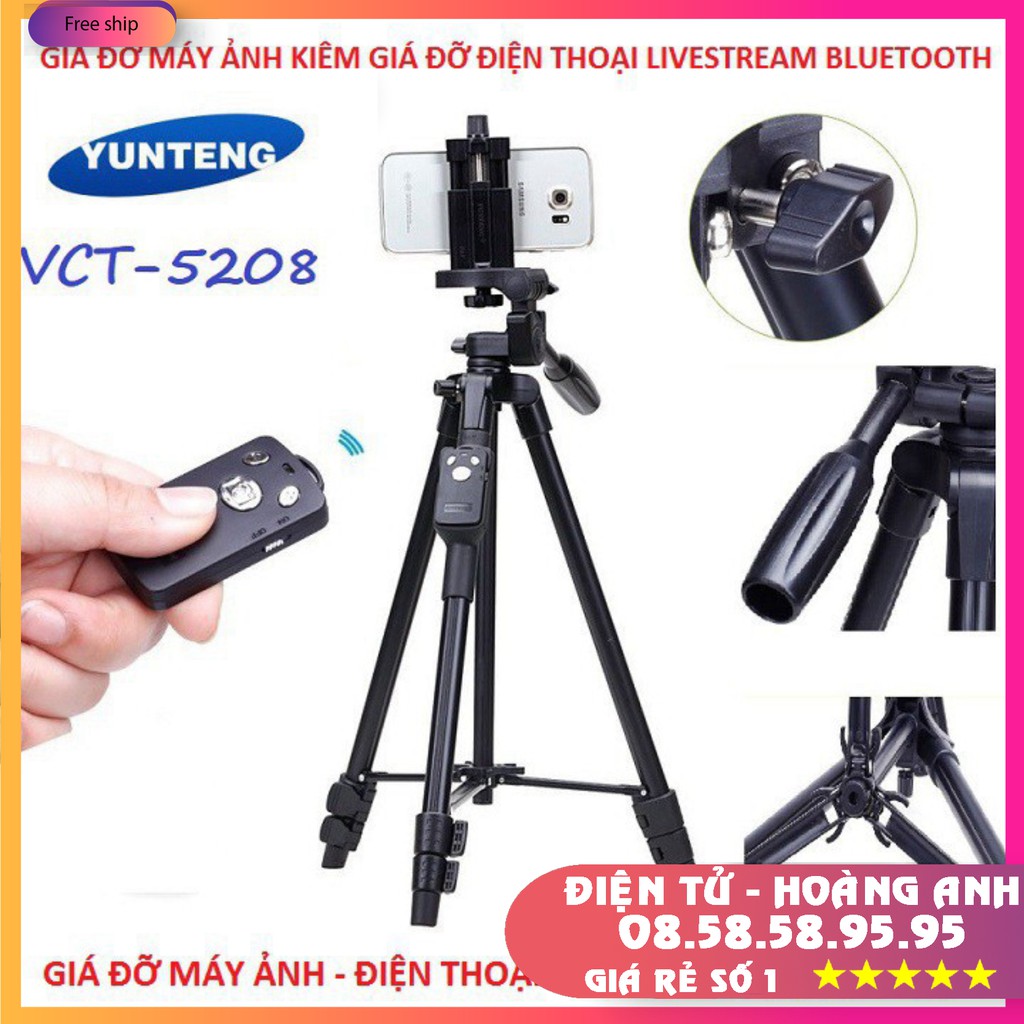 Chân Máy Ảnh Camera Chuyên Nghiệp Yunteng VCT 5208 + 3388  Livestream Hàng Chính Hãng