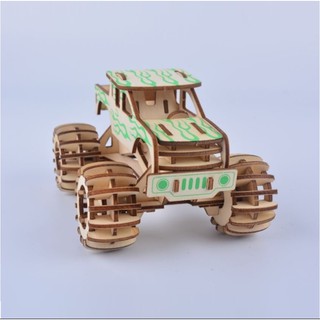 Đồ Chơi Lắp Ráp Gỗ 3D Mô Hình Xe Tải Quái Vật laze