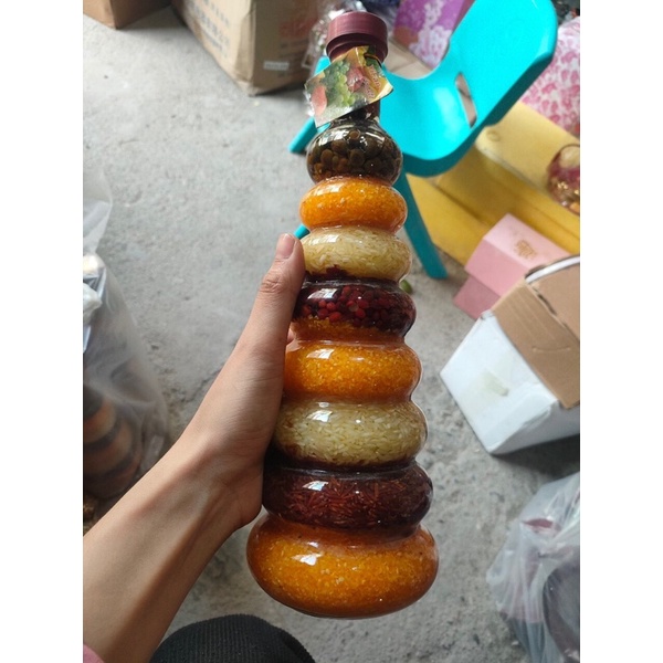 Chai ngũ cốc, muối ngũ sắc phong thuỷ cầu tài lộc, sung túc, no đủ 3 size
