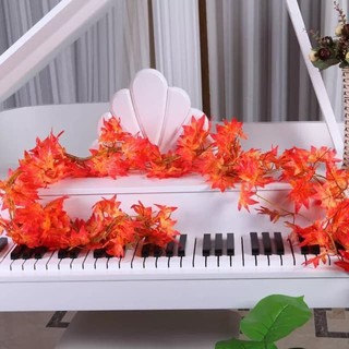 Dây lá phong đỏ dài 2m trang trí tường rào, quán cafe, nội thất, nhà hàng