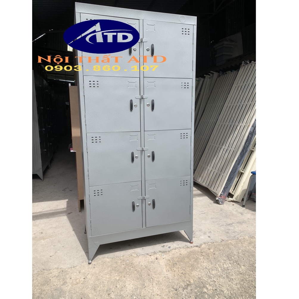 Tủ hồ sơ locker sắt 8 ngăn cho văn phòng đựng đồ nhân viên có khóa riêng hcm