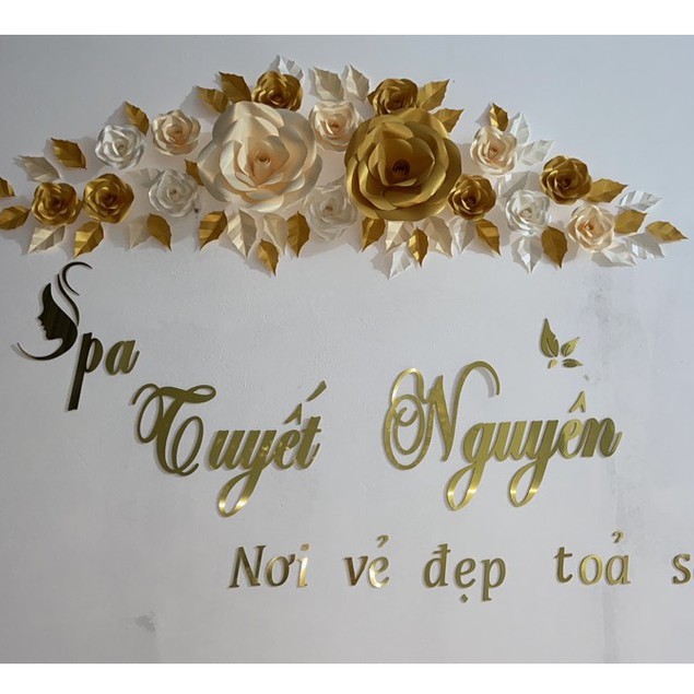 Chữ trang trí tường ,biển quảng cáo, decor phòng chất liệu alu gương vàng có cắt theo mẫu