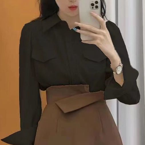 Áo Sơ Mi Cổ Yếm Tay Dài Dáng Suông Họa Tiết Kẻ Sọc Xanh Dương Thời Trang Mới Cho Nữ 2022 | BigBuy360 - bigbuy360.vn