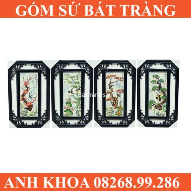 Tranh sứ Tứ quý - Gốm sứ Bát Tràng Anh Khoa