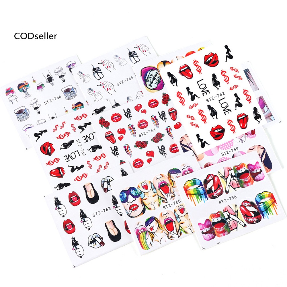 9 Sticker trang trí móng tay nghệ thuật ngộ nghĩnh quyến rũ cho nữ