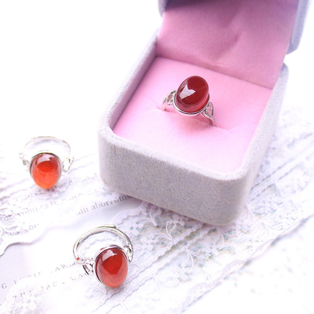 Nhẫn Đính Đá Garnet Tự Nhiên Màu Cam Sang Trọng