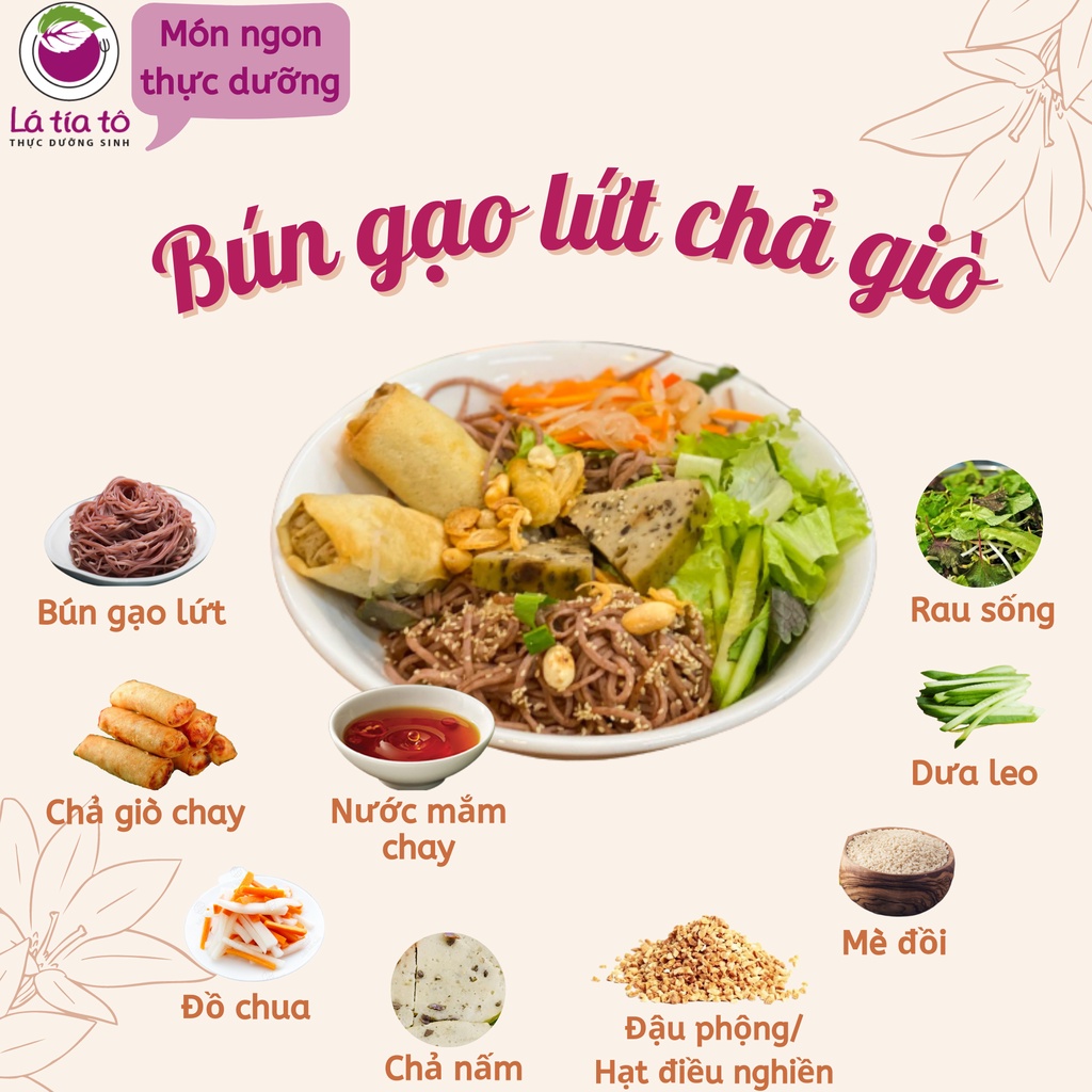 BÚN GẠO LỨT ĐỎ NHANH CHÍN GIẢM CÂN ĂN KIÊNG THỰC DƯỠNG 450GR - LÁ TÍA TÔ