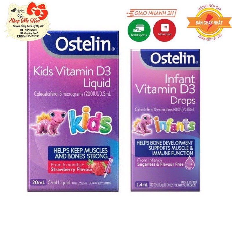 {Sỉ giá tốt} Vitamin D3 Ostelin cho trẻ sơ sinh & trẻ nhỏ - giúp bé hấp thu Canxi phát triển xương và răng  - Nội Địa Úc