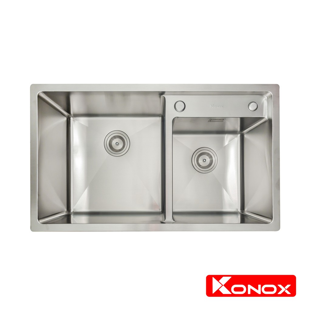 Chậu rửa bát inox KONOX Overmount Series KN8248DO, inox 304, full set gồm Siphon+Giá úp bát inox