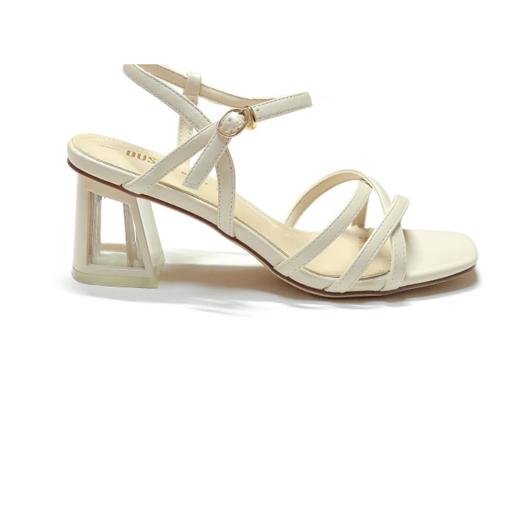 Giày Sandal, giày cao gót  nữ gót vuông đan quai 7Phân dusto giá rẻ thời trang công sở đẹp cao cấp da mềm màu be-SDDT09