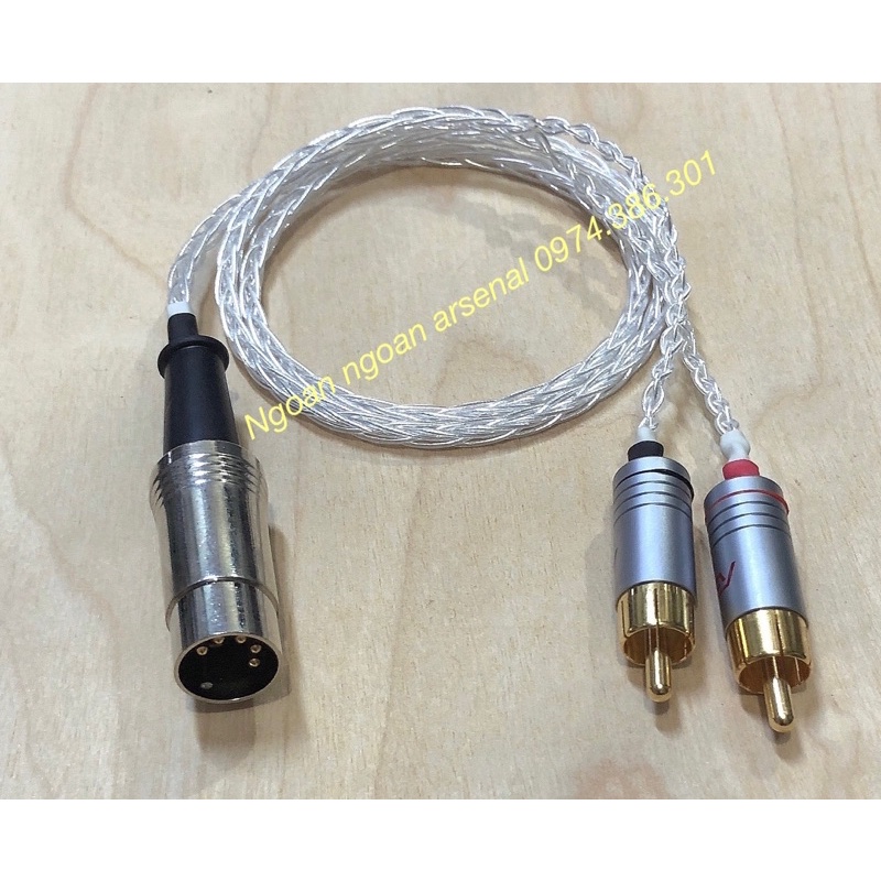 Dây tín hiệu âm thanh chuẩn MIDI (DIN) 5 chân ra 2AV (RCA) dương (đực) hàng cao cấp chuẩn Đức