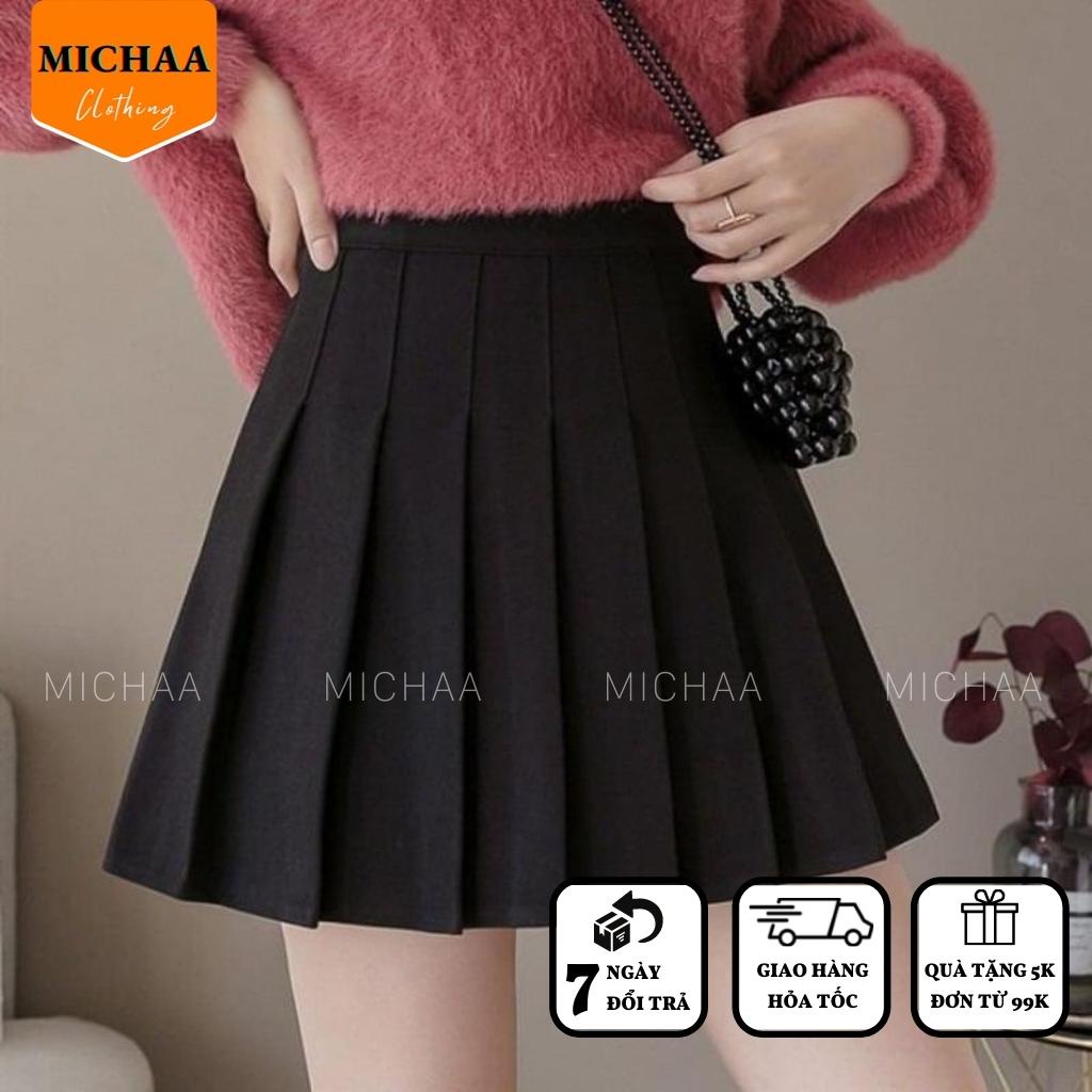 Chân Váy XẾP LY TENNIS Nữ Ngắn Dáng Xòe Lưng Cạp Cao Chữ A Có Lót Trong - MICHAA
