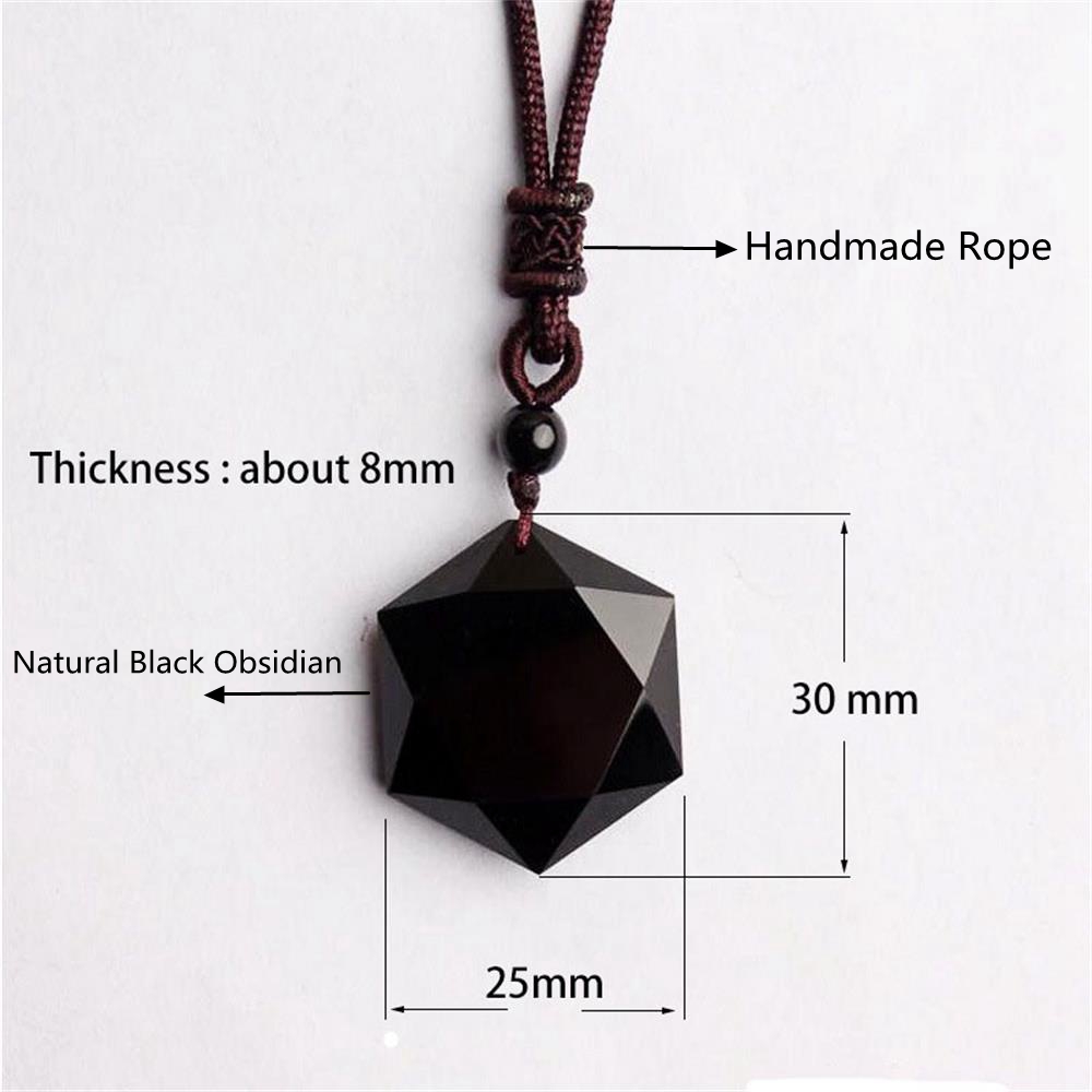 Dây chuyền mặt đá obsidian hình lục giác độc đáo dành cho nam