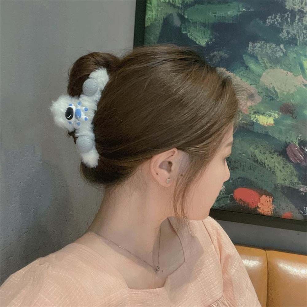 Kẹp Tóc Acrylic Phối Quả Bông Tròn Họa Tiết Hoạt Hình Dễ Thương Phong Cách Hàn Quốc Cho Nữ