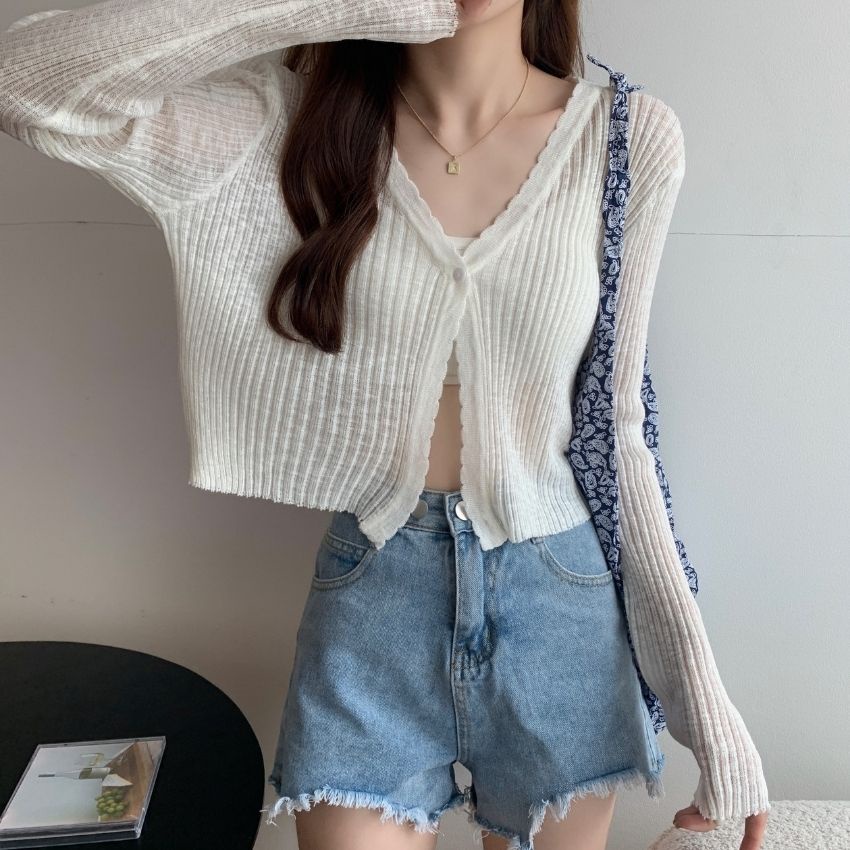 Áo len nữ cardigan mỏng dệt kim tay dài hàn quốc ulzzang thời trang Fmstyle Saigon 21ALU06A962503 | BigBuy360 - bigbuy360.vn