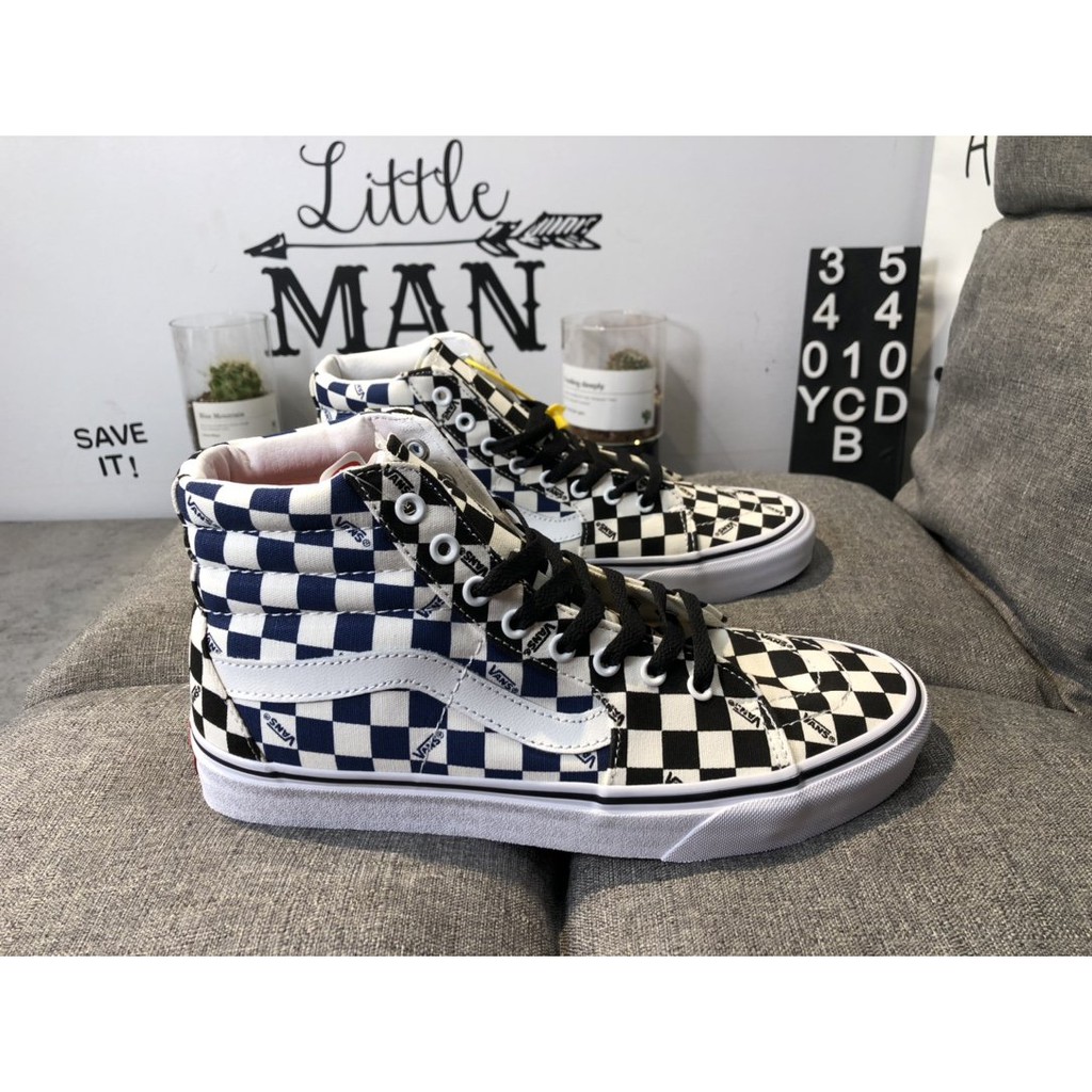  Vans Sk8-Hi Classic Yellow, White, Blue Black Checkerboard ERA High-Top Casual Couple Canvas Shoes 35-44