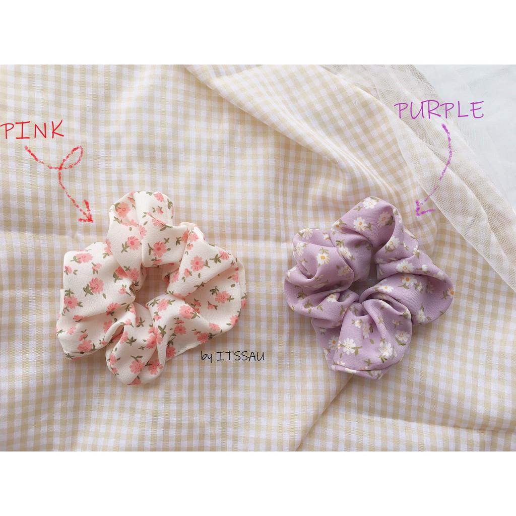 Scrunchies chun buộc tóc vải hoa trà mã 1001 | BigBuy360 - bigbuy360.vn
