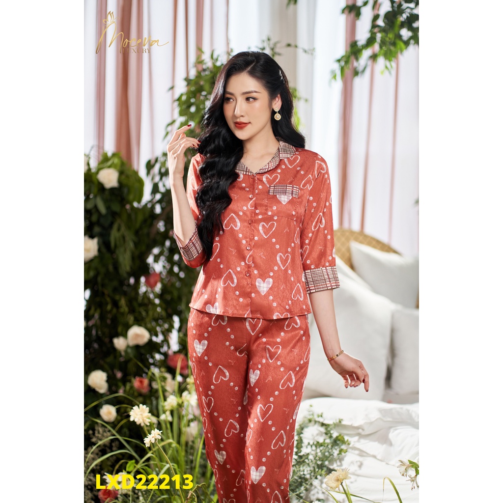 Bộ mặc nhà Pyjama, bộ ngủ nữ chất liệu lụa luxury cao cấp mềm mịn BST á hậu Tú Anh  LXD12304 - LXD12301