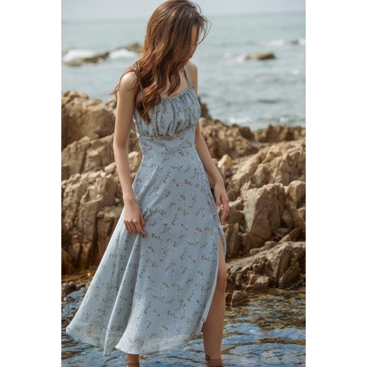 Đầm OLV hoa xanh size S