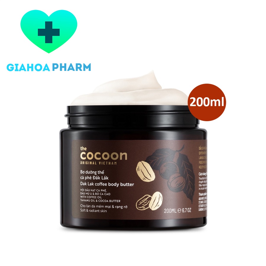 Bơ dưỡng thể cà phê Đắk Lắk Cocoon giúp cấp ẩm, đẹp da mềm mịn, tươi mới rạng rỡ [cafe, coffee, ca cao, sữa, kem dưỡng]