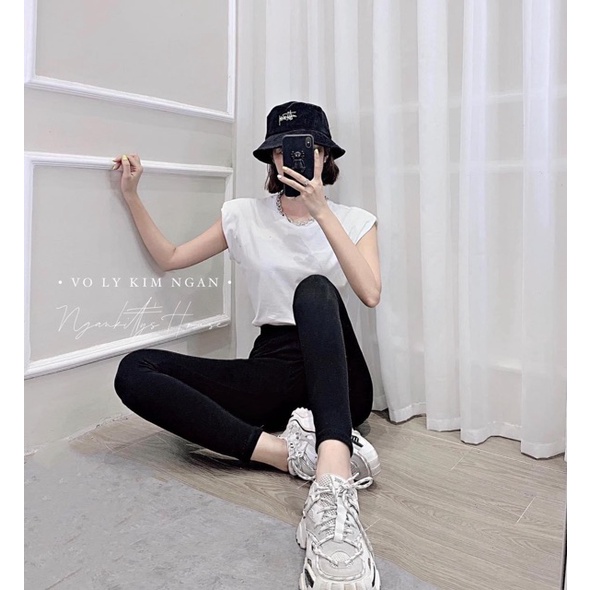 Quần legging trơn kèm hộp co dãn 4 chiều, quần legging siêu tôn dáng