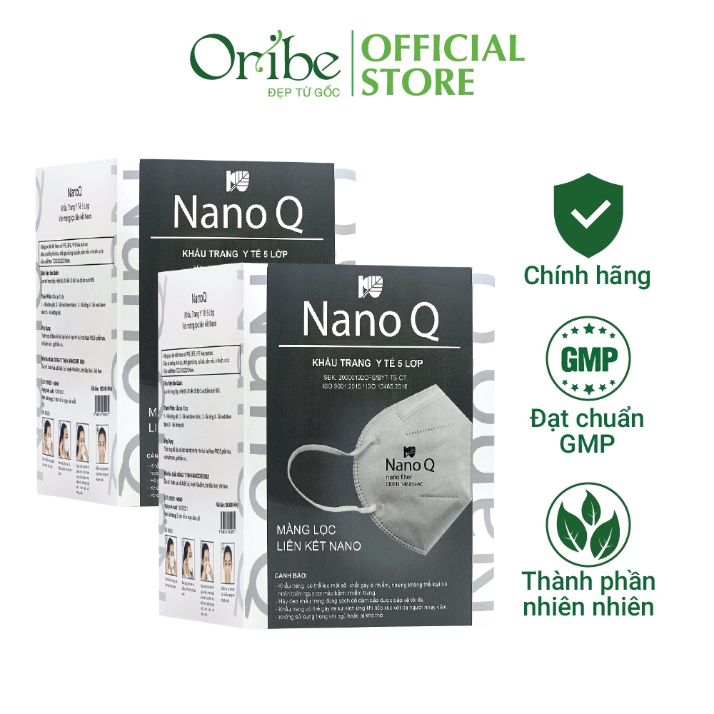 Combo 2 Khẩu Trang Y Tế NanoQ Oribe Tinh Dầu N95 5 Lớp Không Van Hộp 20 chiếc