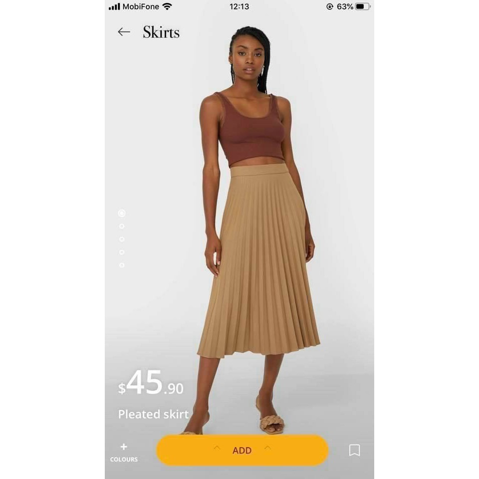 [STRADIVARIUS] TRI ÂN KHÁCH CHÂN VÁY XẾP LY STRA FULL TÚI GIẤY MÀU NÂU | BigBuy360 - bigbuy360.vn