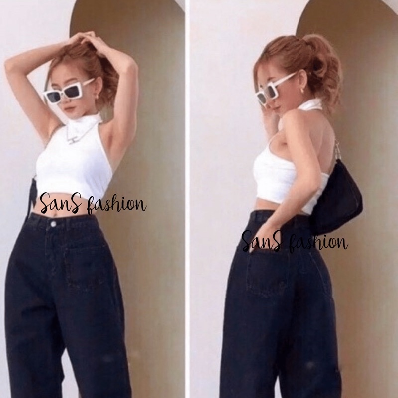 Áo croptop bodysexy, hở lưng, cổ lọ.