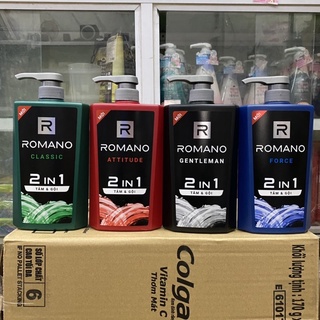  Tắm gội Romano 2in1 hương nước hoa đủ mùi Classic - Force - Attitude - Gentleman 650g 