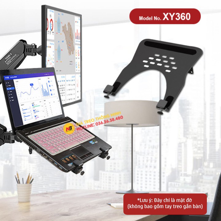 Giá Đỡ Kẹp Laptop - Macbook Máy Tính Bảng Ipad XY360 10 15.6 Inch Tương Thích Với Các Loại Tay Treo