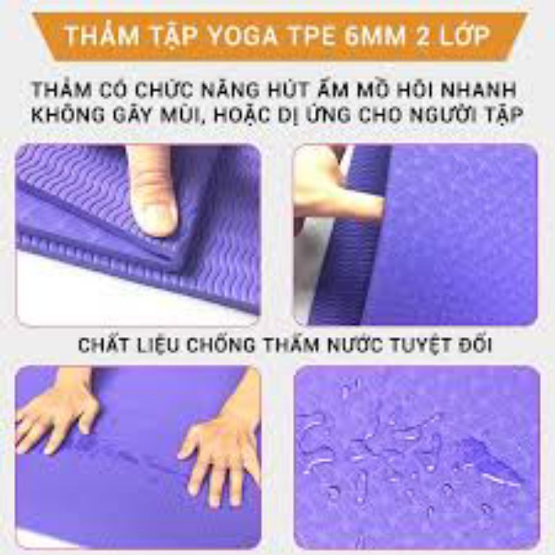 Thảm tập gym yoga chống trượt cao cấp lót thể dục tại nhà.Thảm TPE 2 lớp 6mm