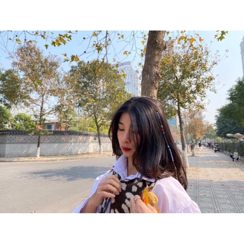 Hairwrap đeo tóc sắc màu bohemian vintage đính kèm lông vũ hạt gỗ