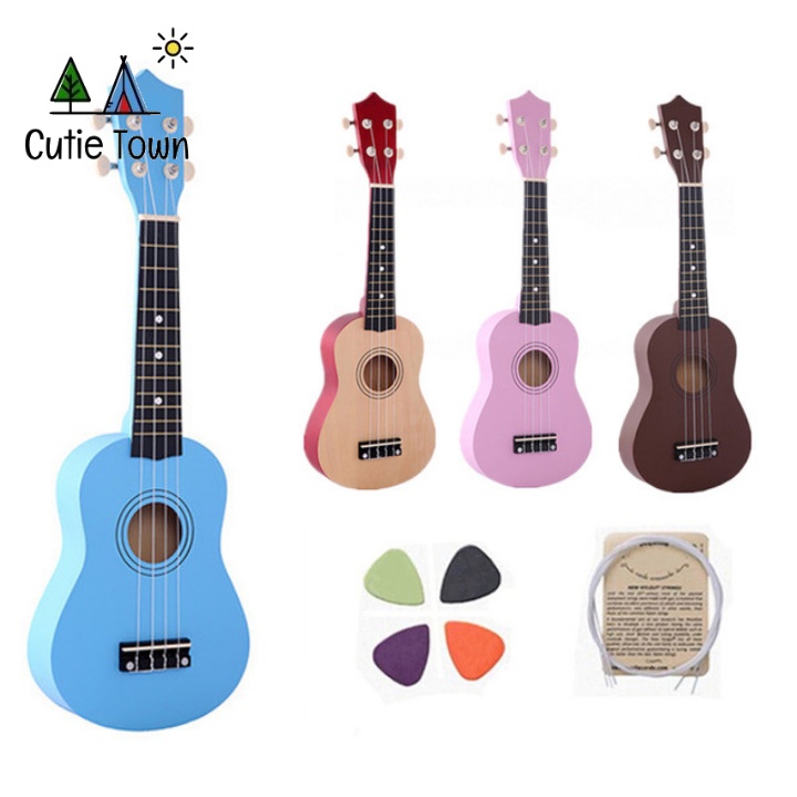 Đàn Ukulele Soprano Gỗ Tốt Cho Người Mới Tập - Cutie Town - Màu Hồng