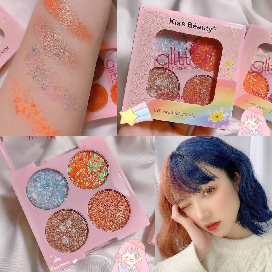 Nhủ Mắt Kim Tuyến 4 Ô Màu Tạo Điểm Nhấn Kiss Beauty Glitter Eyeshadow No.87116 | BigBuy360 - bigbuy360.vn